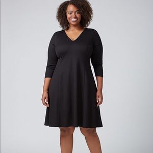 Lane Bryant 3/4 sleeve black fit and flare dress